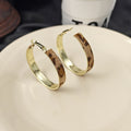 Elegant Leopard Print Geometric Round Hoop Alloy Gold Plated Statement Women's Stud Earrings view 3