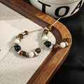 Luxury Maillard Beaded Hoop Stud Earrings For Women, Alloy Pin Acrylic Pearl Statement Vintage Earrings view 4