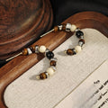 Luxury Maillard Beaded Hoop Stud Earrings For Women, Alloy Pin Acrylic Pearl Statement Vintage Earrings view 2