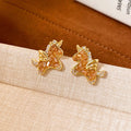 18K Gold Plated Silver Needle Zircon Crystal Horse Stud Earrings Light Luxury Zodiac Jewelry view 2