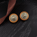 Vintage Maillard Style Acrylic Round Letter Stud Earrings Elegant Gold Tone Alloy Fashion Earrings view 3