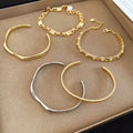 18K Gold Plated Copper Zircon Geometric Hollow Honeycomb Open Bangle Vintage Light Luxury view 2