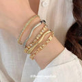 18K Gold Plated Copper Zircon Geometric Hollow Honeycomb Open Bangle Vintage Light Luxury view 1