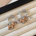 Light Luxury Wooden Horse And Star Pendant Drop Earrings With Silver Needles For Daily Wear view 4