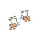 Light Luxury Wooden Horse And Star Pendant Drop Earrings With Silver Needles For Daily Wear view 5