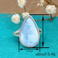 Blue Water Drop Ring For Women With UV Sealed Sticker Detail, Romantic Vintage Jewelry view 4
