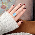 Blue Water Drop Ring For Women With UV Sealed Sticker Detail, Romantic Vintage Jewelry view 3
