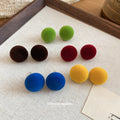 Minimalist Modern Acrylic Fabric Flocked Round Stud Earrings For Women Light Luxury Geometric Ear Jewelry view 3