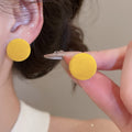 Minimalist Modern Acrylic Fabric Flocked Round Stud Earrings For Women Light Luxury Geometric Ear Jewelry view 4