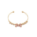 Light Luxury Copper Zircon Butterfly Double Layer Open Bangle For Women view 5