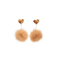 Elegant Plush Heart Pom Pom Drop Earrings With Silver Needle Studs Vintage Winter Jewelry view 5
