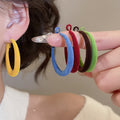 Flocked Round Hoop Earrings With Silver Needle Posts, Fashion OL Geometric Commuter Jewelry view 2