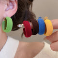 Flocked Round Hoop Earrings With Silver Needle Posts, Fashion OL Geometric Commuter Jewelry view 4