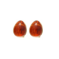 Coffee Brown Resin Flower Drop Earrings With Rhinestone Accents And Silver Posts view 5