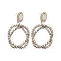 Light Luxury Crystal Hollow Oval Pendant Drop Earrings With Silver Post Studs view 5