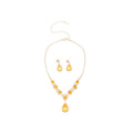 Sparkling Zircon Teardrop Copper Pendant Necklace And Stud Earrings Vintage Court Jewelry Set view 5