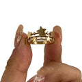French Vintage Copper Zircon Star Open Ring Light Luxury Adjustable Index Finger Jewelry view 5