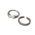 Light Luxury Geometric Zircon Textured Faux Pearl Open Ring For Elegant Daily Style view 5