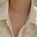 24K Gold Plated Copper Cubic Zirconia Cross Necklace Light Luxury Clavicle Chain For Women view 4