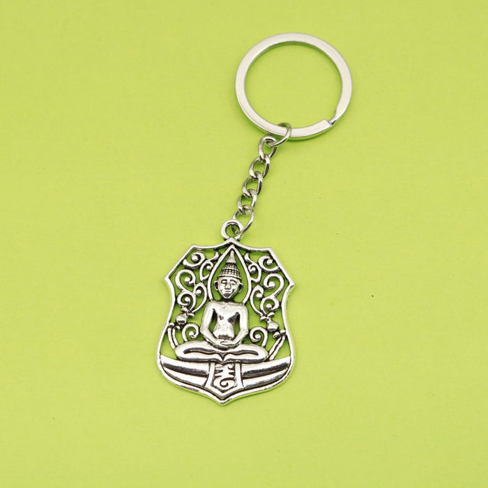 Metal Minimalist Buddha Statue Keychain Car Key Ring