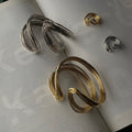 Metal Twisted Wrap Open Bangle For Women, Light Luxury European Style Round Cuff Jewelry view 1