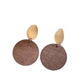 Ethnic Style Wooden Round Pendant Drop Earrings With Silver Pins, Geometric Vintage Boho Jewelry view 5