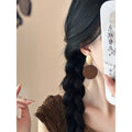 Ethnic Style Wooden Round Pendant Drop Earrings With Silver Pins, Geometric Vintage Boho Jewelry view 3