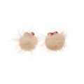 Elegant Plush Fabric Heart And Diamond Pom Pom Stud Earrings With Silver Needles view 5