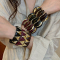 Wide Acrylic Geometric Diamond Spliced Elastic Bangle For Women Vintage European Style view 1