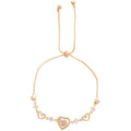 Korean Style Copper Hollow Heart Zircon Adjustable Bangle For Women Light Luxury Fashion Jewelry view 5