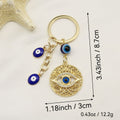 Metal Rhinestone Eye Keychain Car Backpack Key Ring view 2