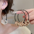 Iron And Leather Cord Twisted Round Necklace Earrings Jewelry Set Niche Statement European Style view 3