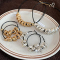 Iron And Leather Cord Twisted Round Necklace Earrings Jewelry Set Niche Statement European Style view 2