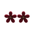 Acrylic Flocked Flower Stud Earrings With Silver Pins, Dopamine Style Versatile Women's Jewelry view 5