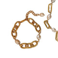 18K Gold Plated Chain Freshwater Pearl Bangle Light Luxury Geometric Elegant Bracelet For Women view 5