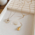 18K Gold Plated Copper Teardrop Pendant Sweater Necklace Minimalist Light Luxury Commuter Jewelry view 2