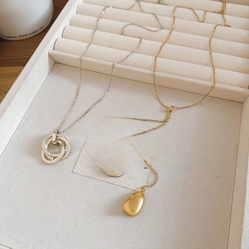 18K Gold Plated Copper Teardrop Pendant Sweater Necklace Minimalist Light Luxury Commuter Jewelry