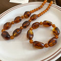 Acrylic Irregular Beaded Bracelet Necklace Jewelry Set, Vintage Maillard Style Women's Accessories view 2
