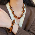 Acrylic Irregular Beaded Bracelet Necklace Jewelry Set, Vintage Maillard Style Women's Accessories view 3