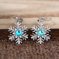Faux Moonstone Snowflake Flower Drop Earrings For Women, Christmas Romantic Festive Jewelry view 2