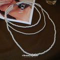 Light Luxury Vintage Faux Pearl Multi Layer Sweater Necklace Elegant Geometric Round Collarbone Chain view 4