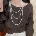 Light Luxury Vintage Faux Pearl Multi Layer Sweater Necklace Elegant Geometric Round Collarbone Chain view 1