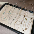 Vintage Tiger Eye Beaded Faux Pearl Sweater Necklace Light Luxury Geometric Round Design for Women view 4