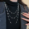 Vintage Tiger Eye Beaded Faux Pearl Sweater Necklace Light Luxury Geometric Round Design for Women view 3