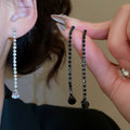 Light Luxury Copper Rhinestone Round Tassel Necklace Stud Earrings Bracelet Jewelry Set view 2