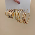 Gold Tone Iron Geometric Round Hoop Earrings For Women Minimalist Statement Design view 4