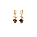 18K Gold Plated Tiger Eye Stone Bird Tassel Drop Earrings Vintage Geometric Round Jewelry view 5