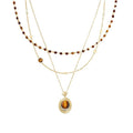 Light Luxury Copper Round Tiger Eye Zircon Pendant Necklace For Women view 5