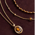 Light Luxury Copper Round Tiger Eye Zircon Pendant Necklace For Women view 4