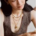 Light Luxury Copper Round Tiger Eye Zircon Pendant Necklace For Women view 3